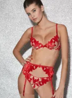 Lily Embroidery Garter Belt