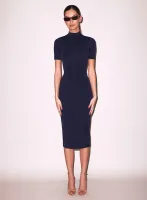 Sleek Jersey Mock Neck Dress