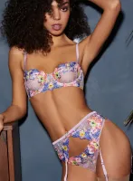 Orchid Embroidery Garter Belt