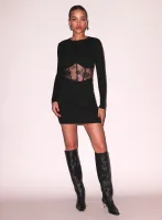 Rib and Bouquet Lace Boned Dress
