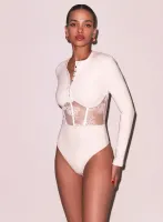Rib & Bouquet Lace Underbust Bodysuit