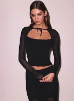 Lace Pointelle Decollette Top